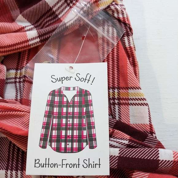 Bobbie Brooks Woman's Super Soft Plaid Long Sleeve Button-Front Shirt - Size: S. - Picture 5 of 7